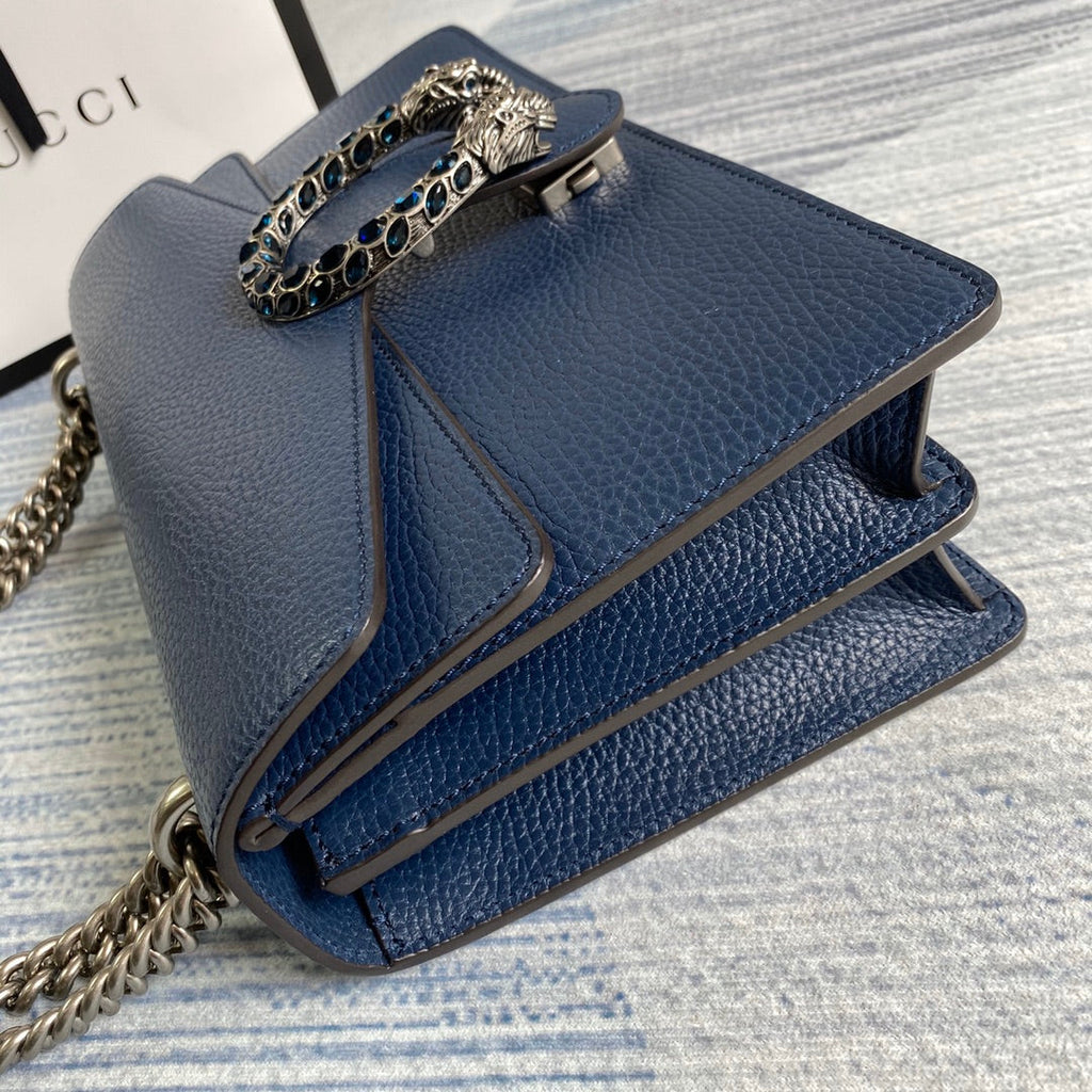Gucci 400249 Dionysus small shoulder bag leather navy blue