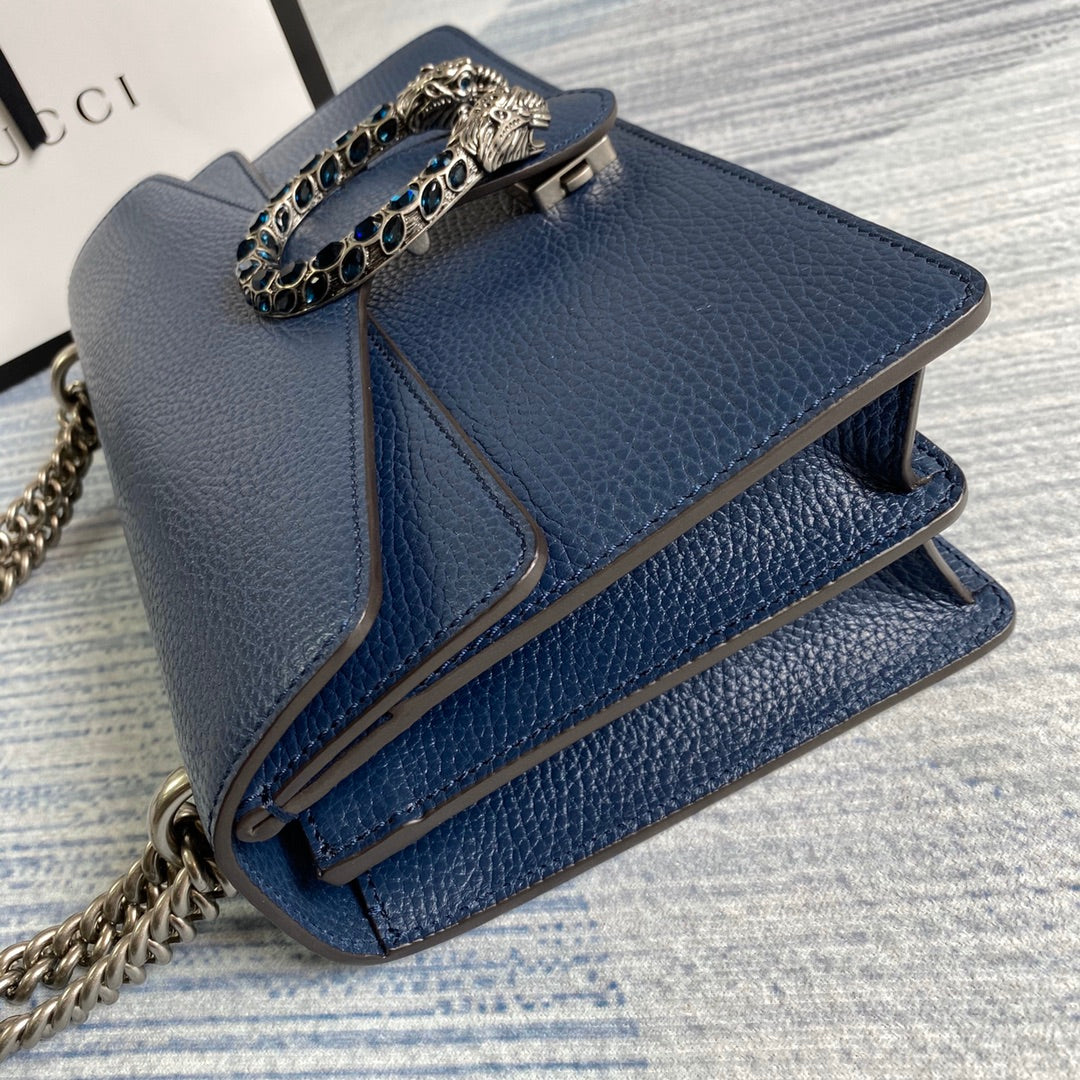 Gucci 400249 Dionysus small shoulder bag leather navy blue