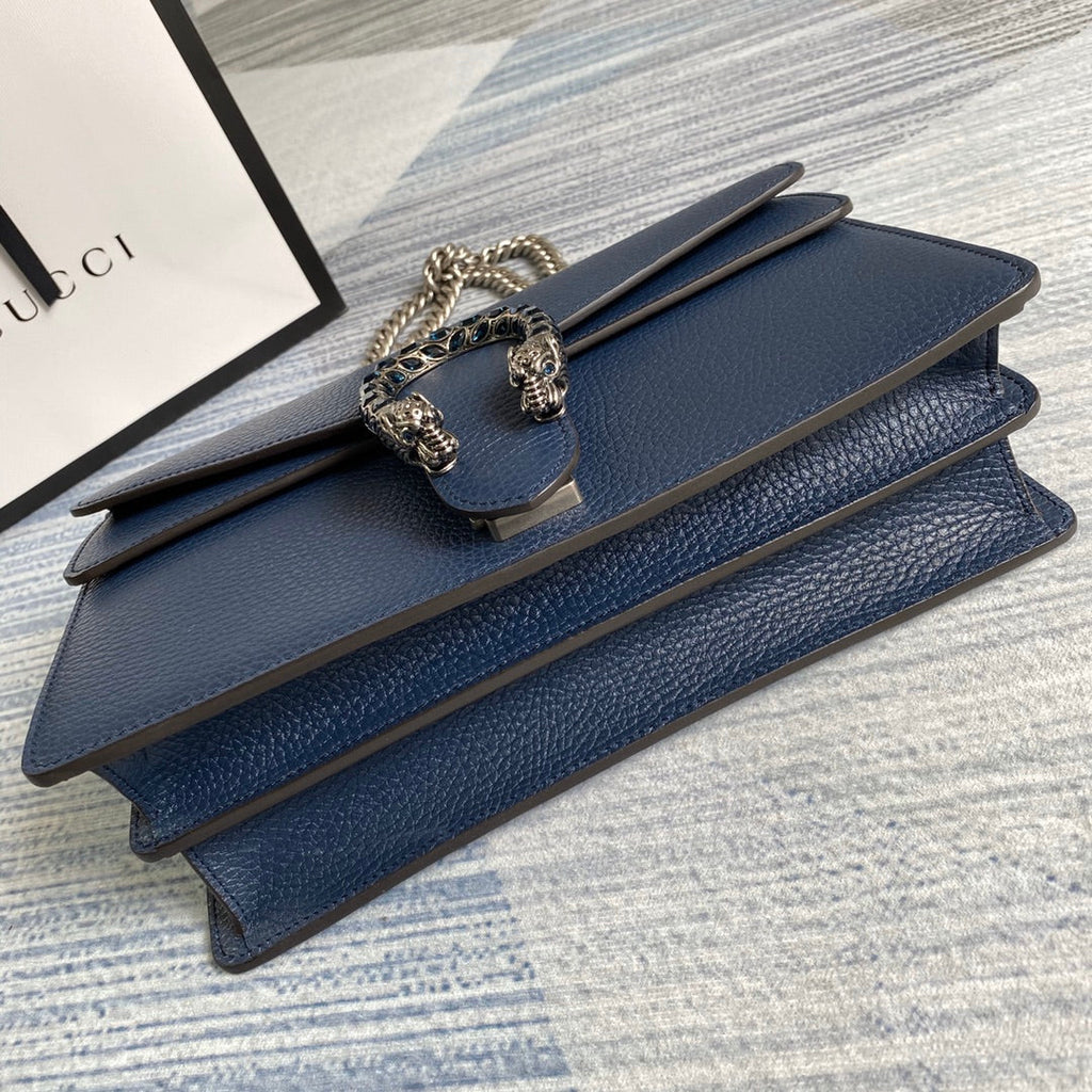 Gucci 400249 Dionysus small shoulder bag leather navy blue