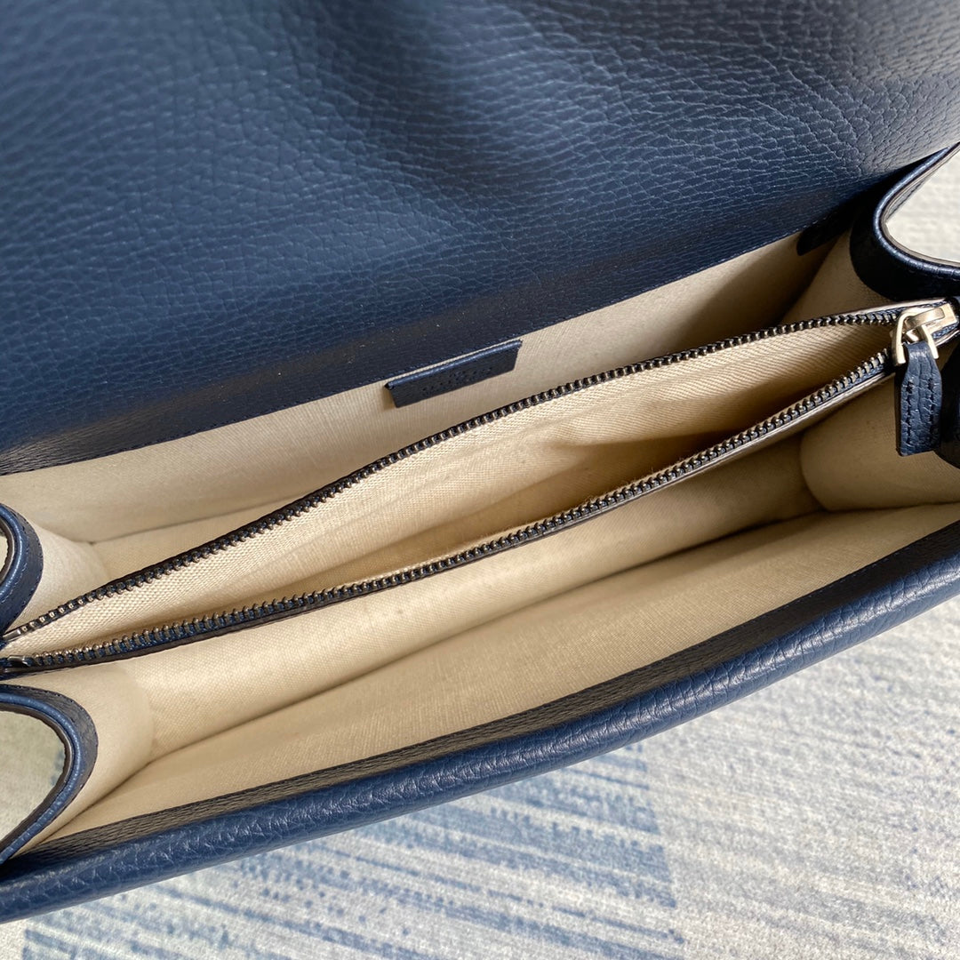 Gucci 400249 Dionysus small shoulder bag leather navy blue