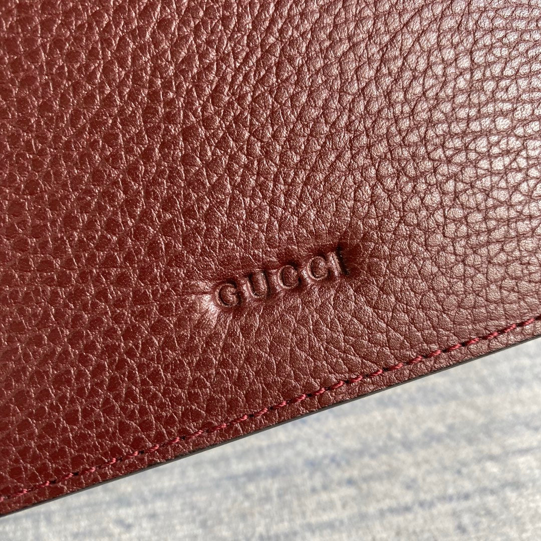Gucci 400249 Dionysus small shoulder bag leather wine red