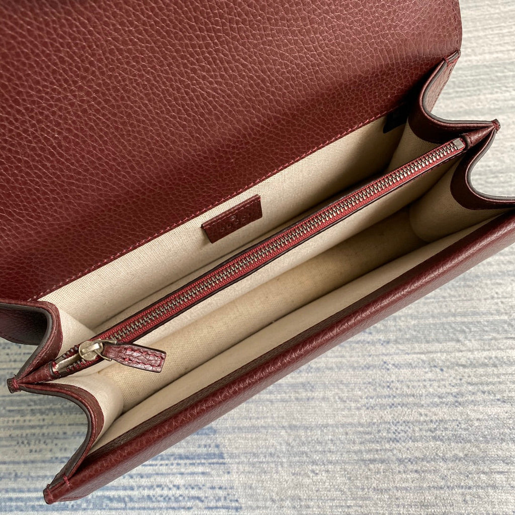 Gucci 400249 Dionysus small shoulder bag leather wine red