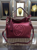 Gucci 408825 SOHO 2way Shoulder Bag In Wine Red Leather
