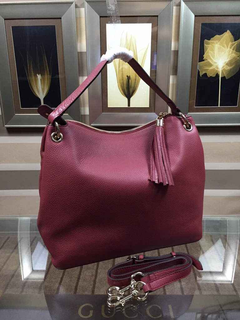 Gucci 408825 SOHO 2way Shoulder Bag In Wine Red Leather