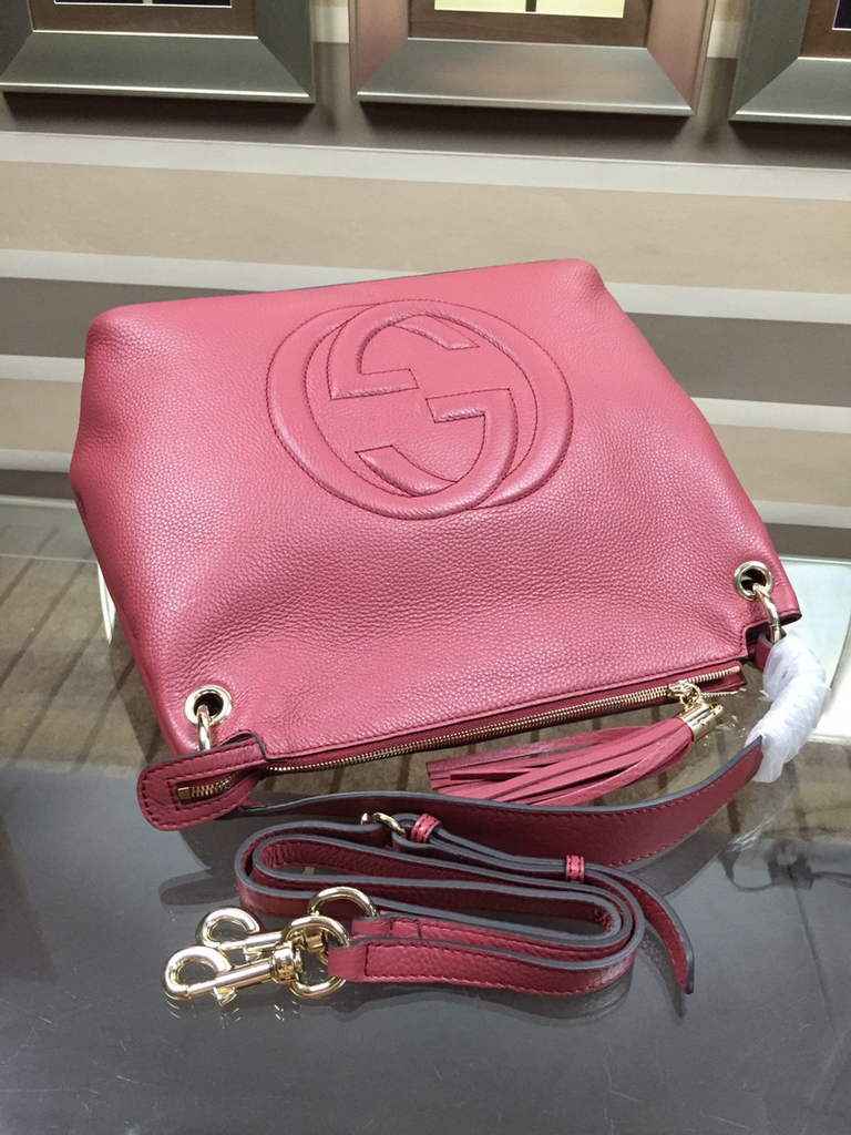 Gucci 408825 SOHO 2way Shoulder Bag In Wine Red Leather