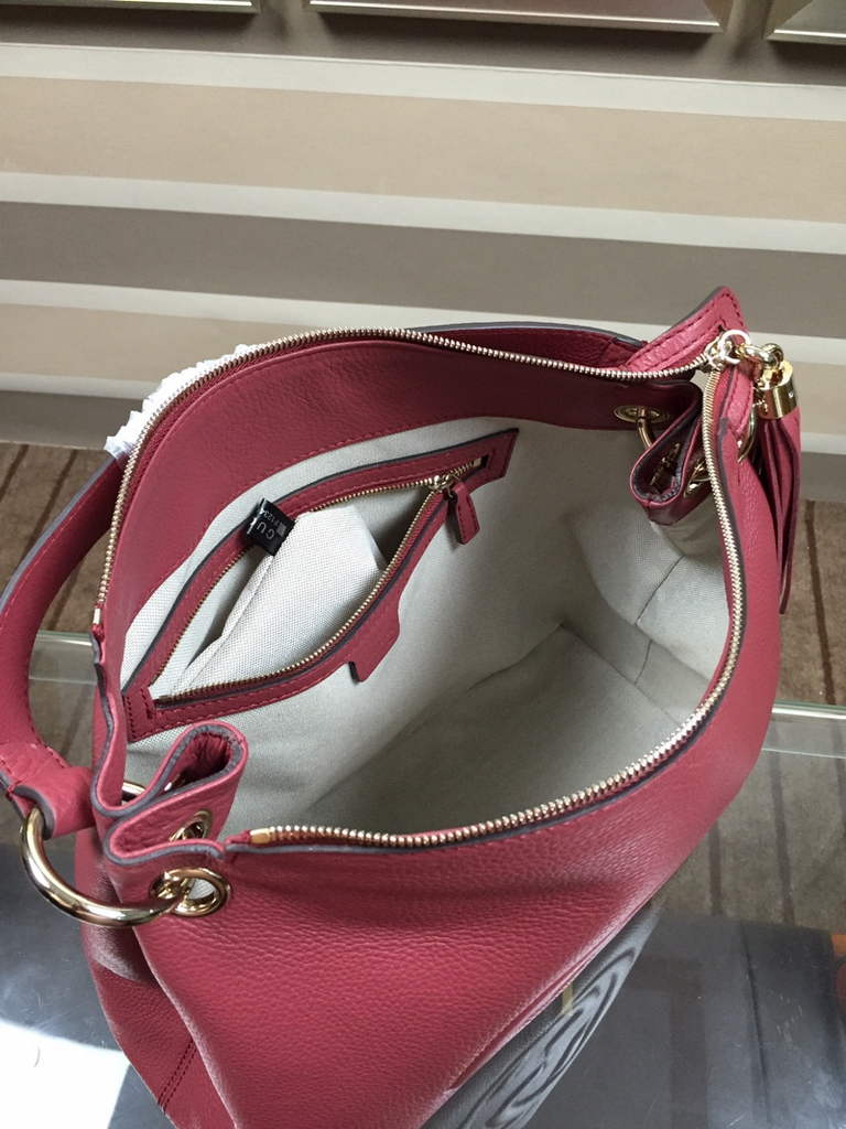 Gucci 408825 SOHO 2way Shoulder Bag In Wine Red Leather