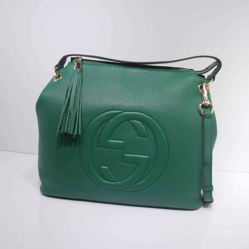 Gucci 408825 SOHO 2way Shoulder Bag In Green Leather