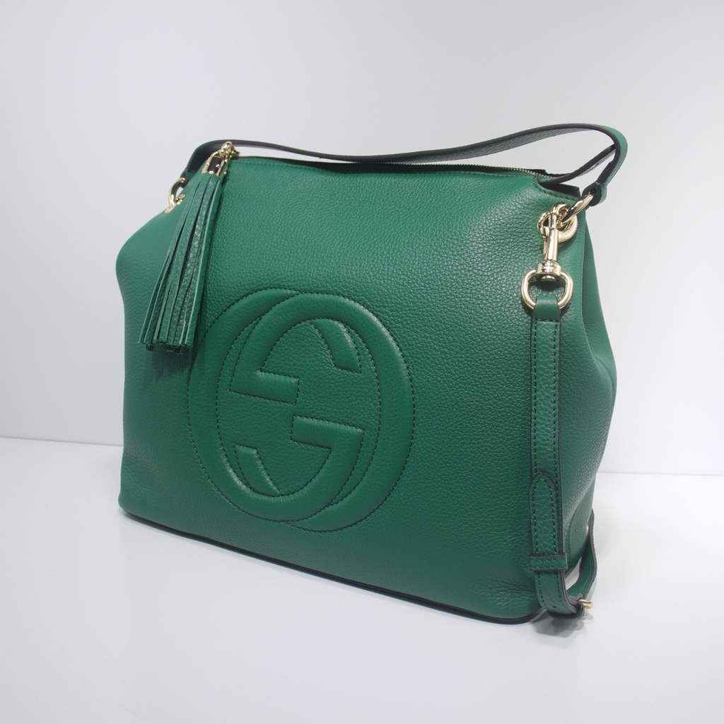 Gucci 408825 SOHO 2way Shoulder Bag In Green Leather