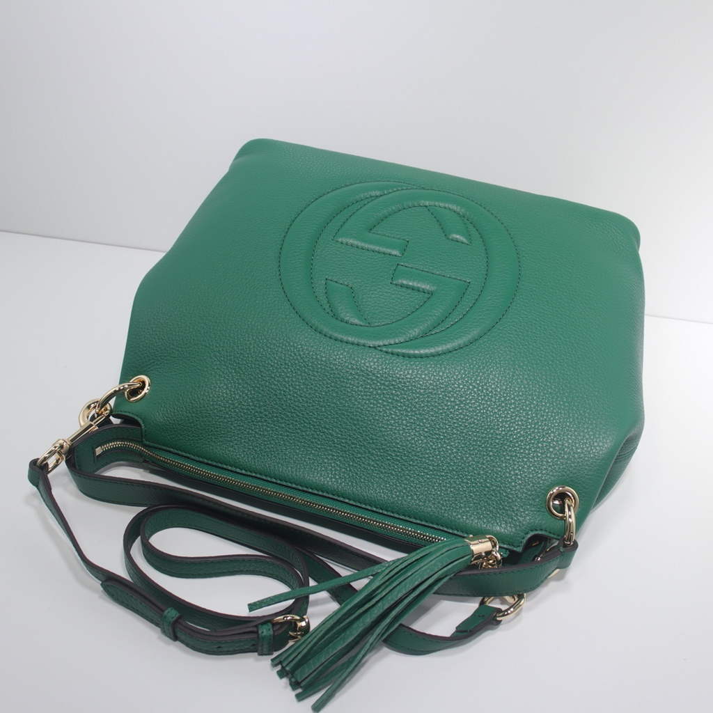 Gucci 408825 SOHO 2way Shoulder Bag In Green Leather