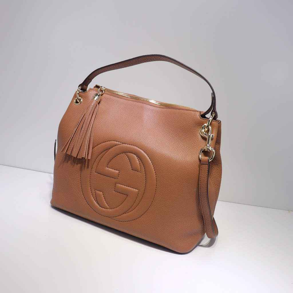 Gucci 408825 SOHO 2way Shoulder Bag In Brown Leather