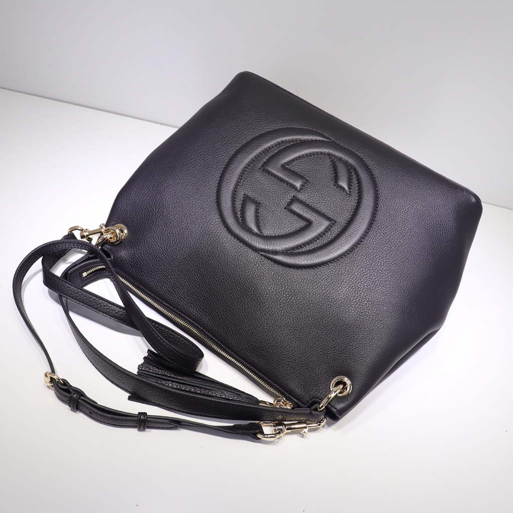 Gucci 408825 SOHO 2way Shoulder Bag In Black Leather