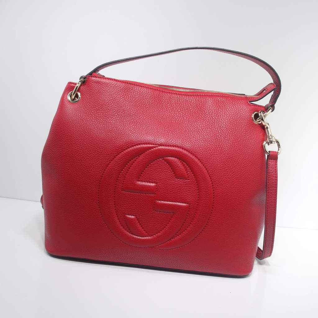 Gucci 408825 SOHO 2way Shoulder Bag In Red Leather
