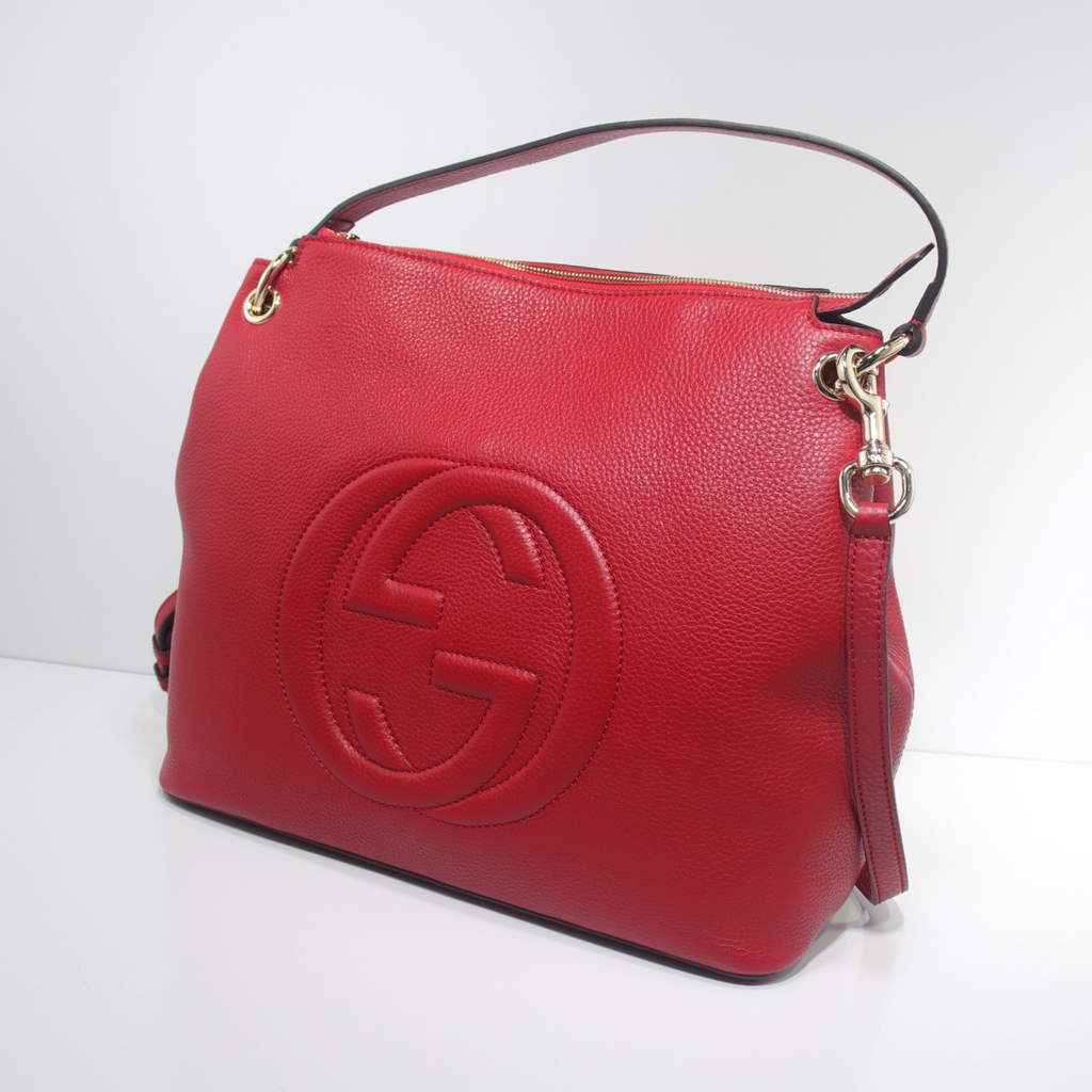 Gucci 408825 SOHO 2way Shoulder Bag In Red Leather