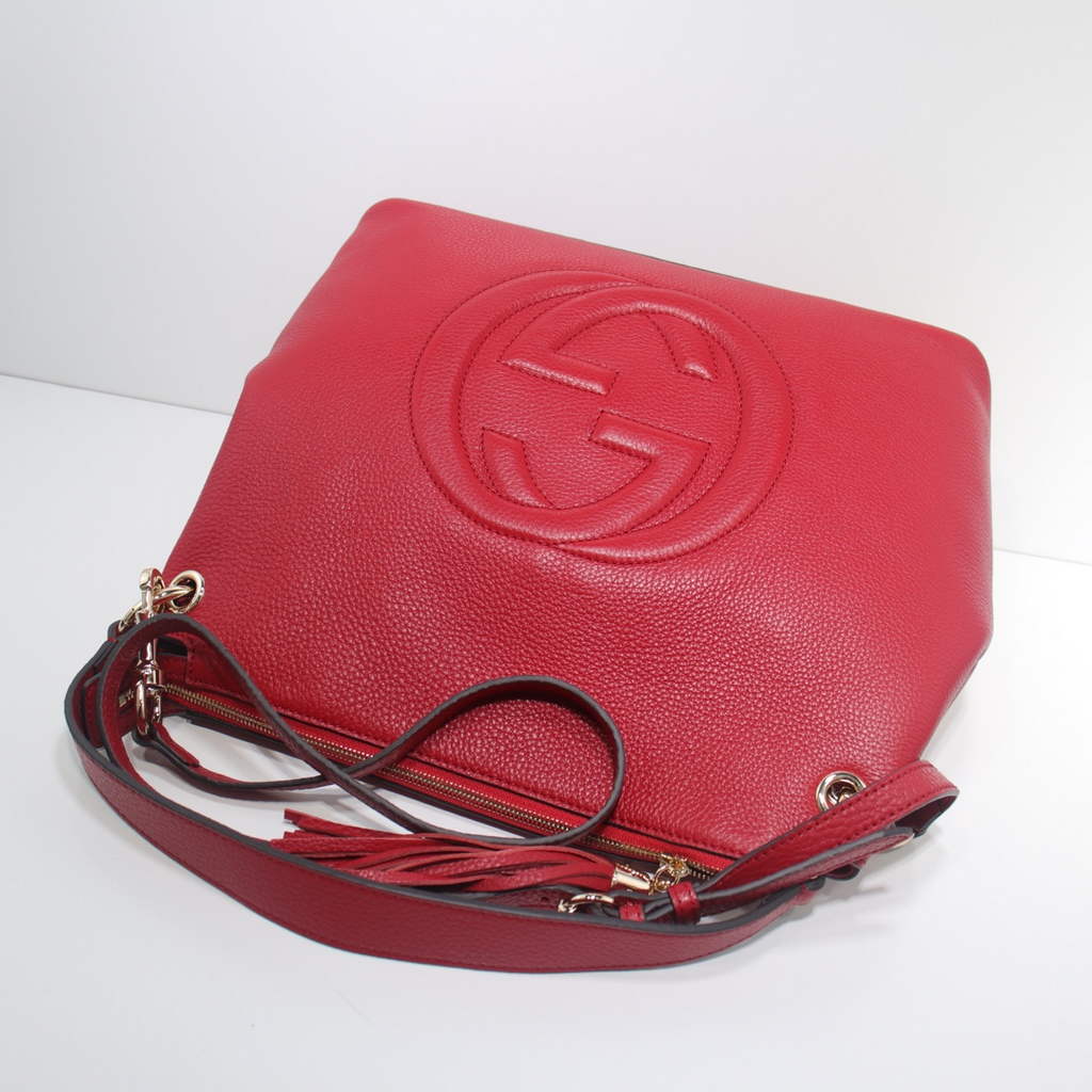 Gucci 408825 SOHO 2way Shoulder Bag In Red Leather