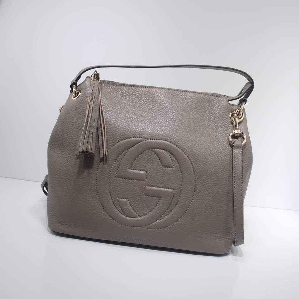 Gucci 408825 SOHO 2way Shoulder Bag In Gray Leather