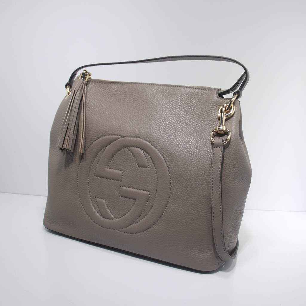 Gucci 408825 SOHO 2way Shoulder Bag In Gray Leather