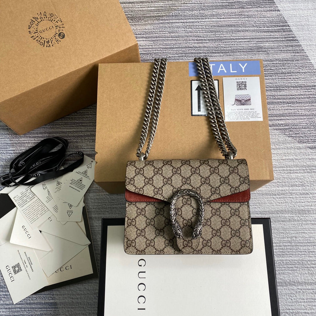 Gucci ‎‎421970 Dionysus GG Supreme mini bag wine red