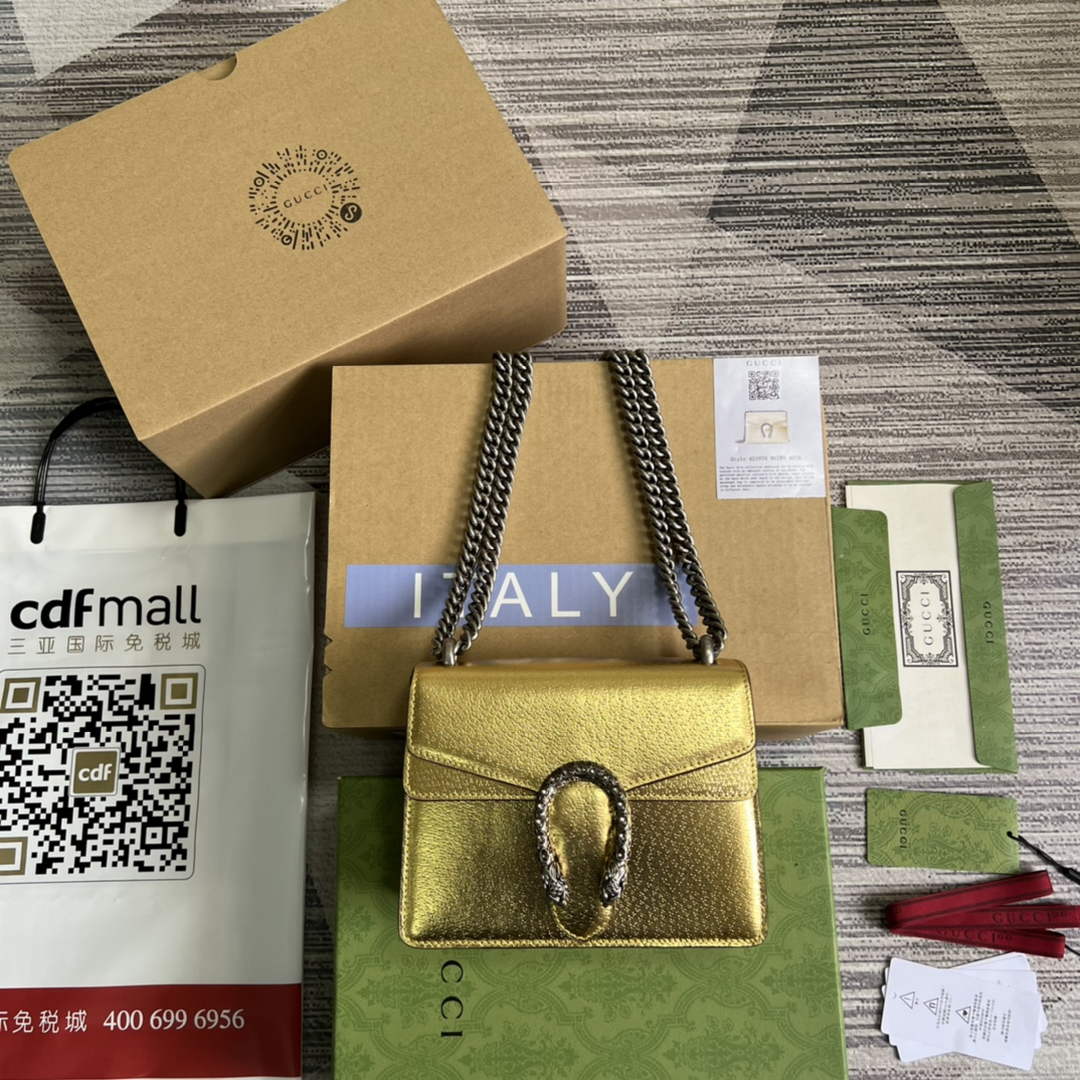 Gucci ‎‎421970 Dionysus leather mini bag gold leather