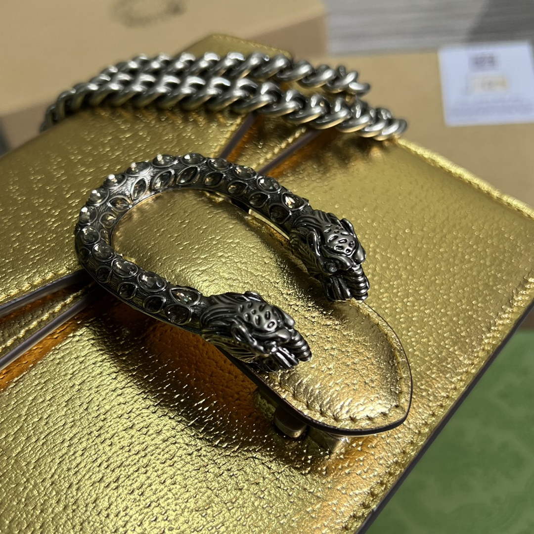 Gucci ‎‎421970 Dionysus leather mini bag gold leather