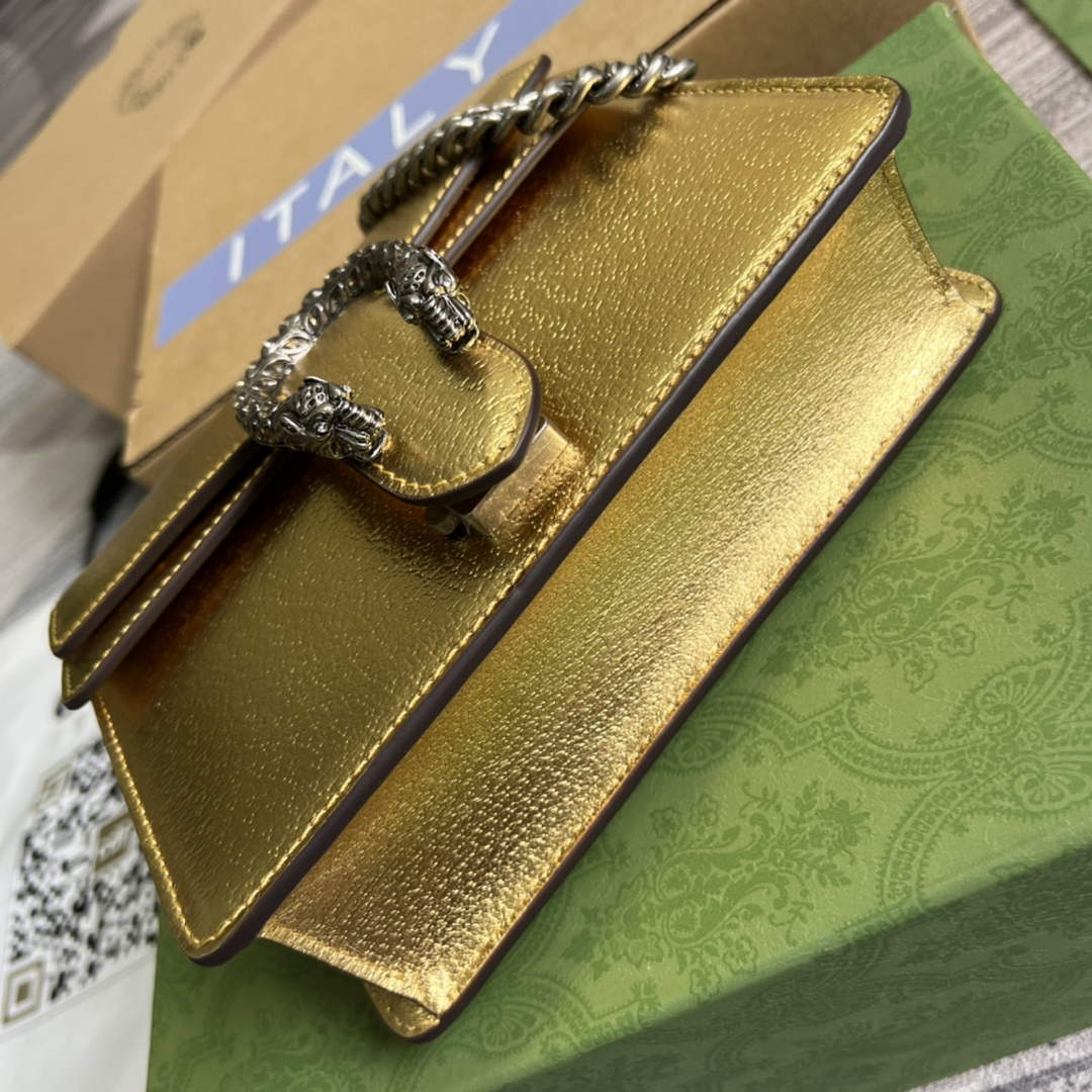 Gucci ‎‎421970 Dionysus leather mini bag gold leather