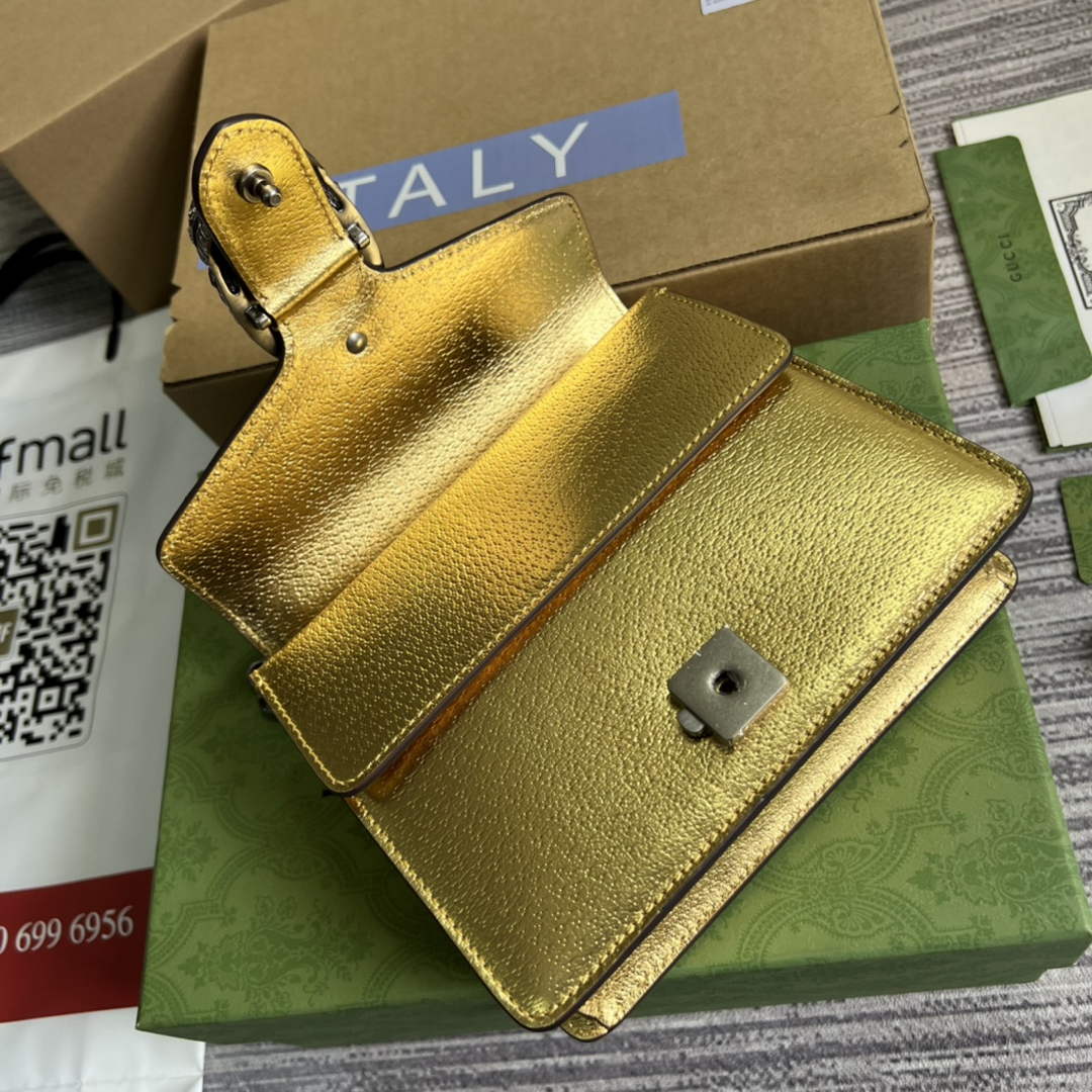 Gucci ‎‎421970 Dionysus leather mini bag gold leather