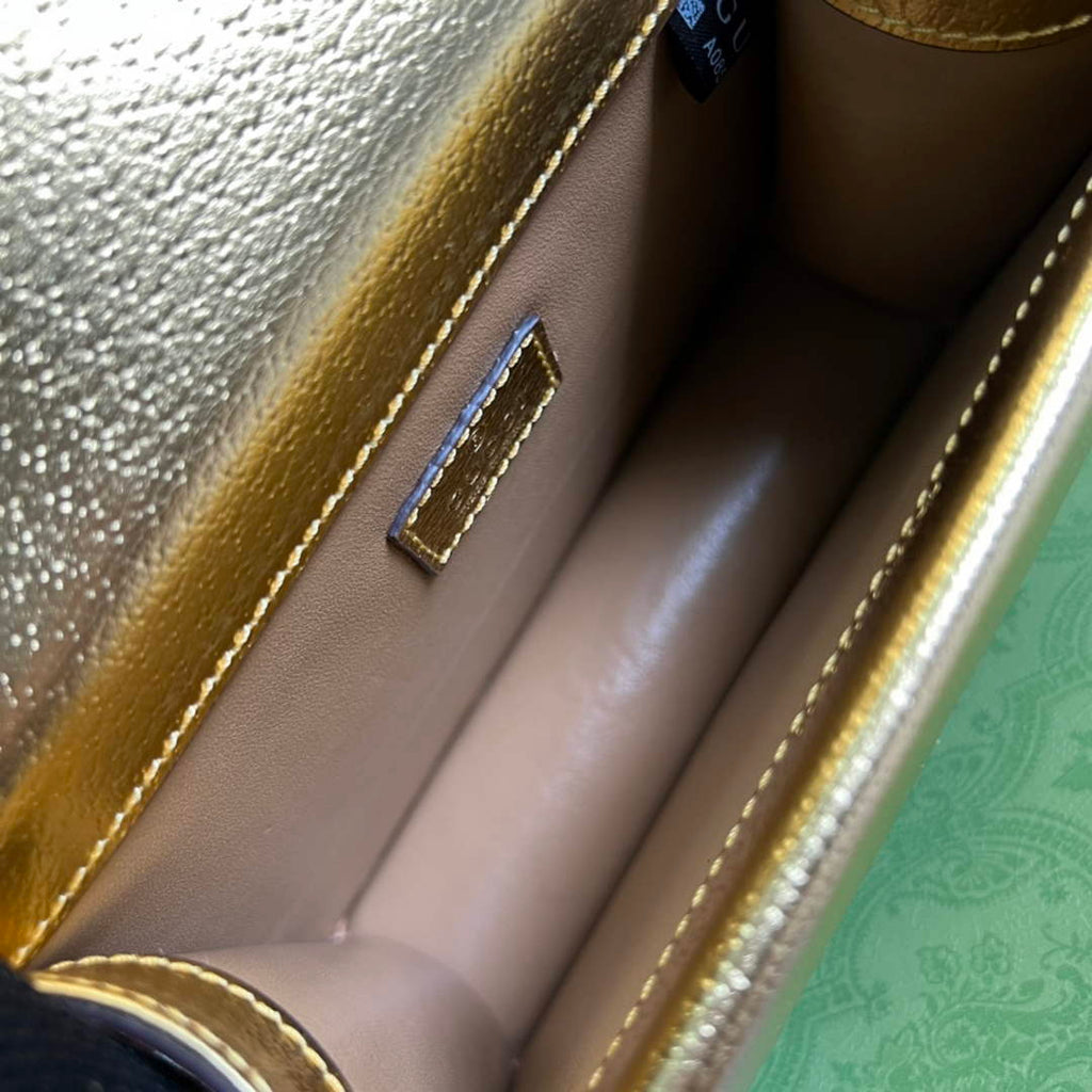 Gucci ‎‎421970 Dionysus leather mini bag gold leather
