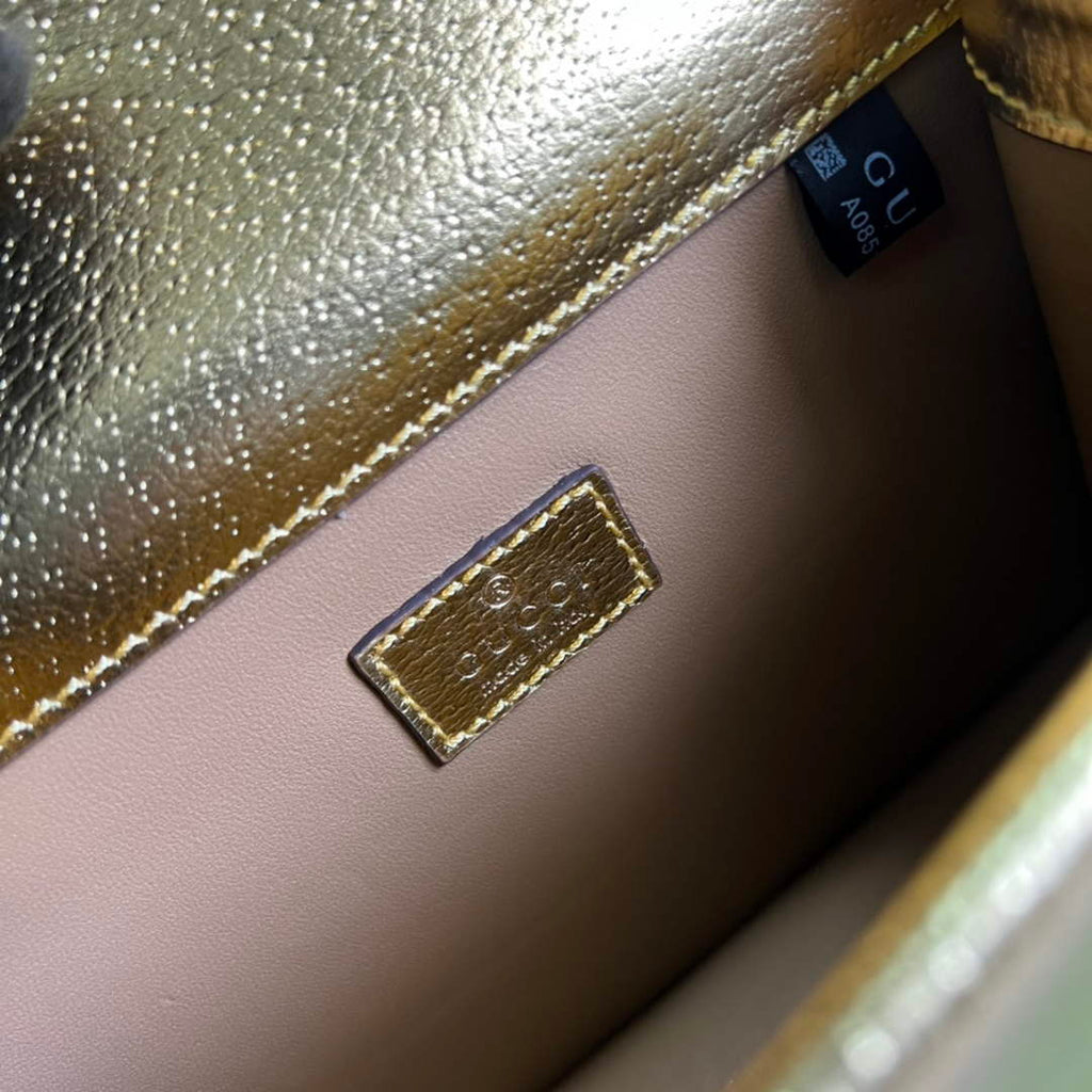 Gucci ‎‎421970 Dionysus leather mini bag gold leather