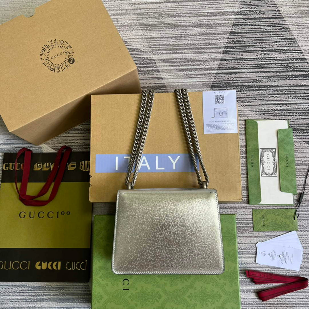 Gucci ‎‎421970 Dionysus leather mini bag silver leather