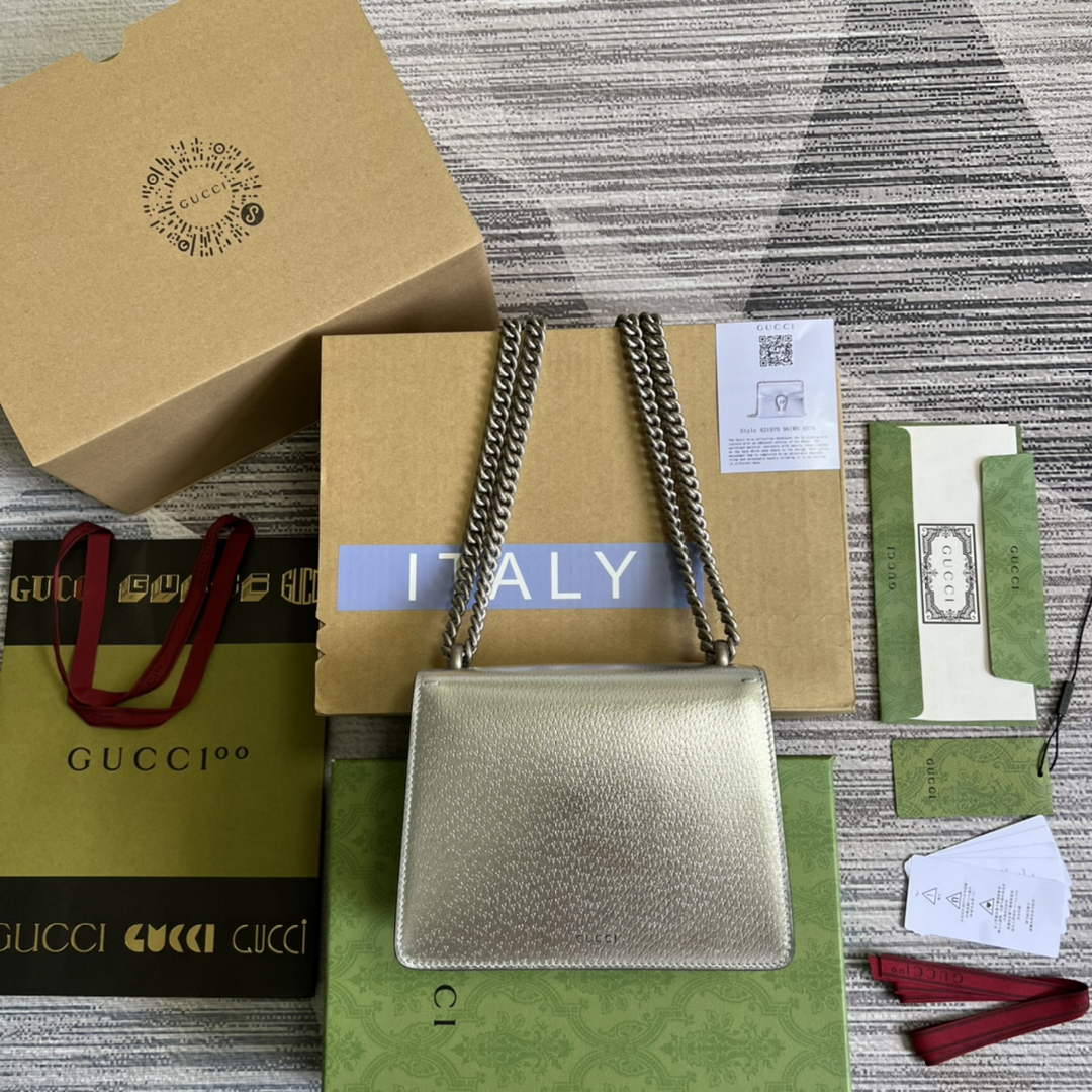 Gucci ‎‎421970 Dionysus leather mini bag silver leather