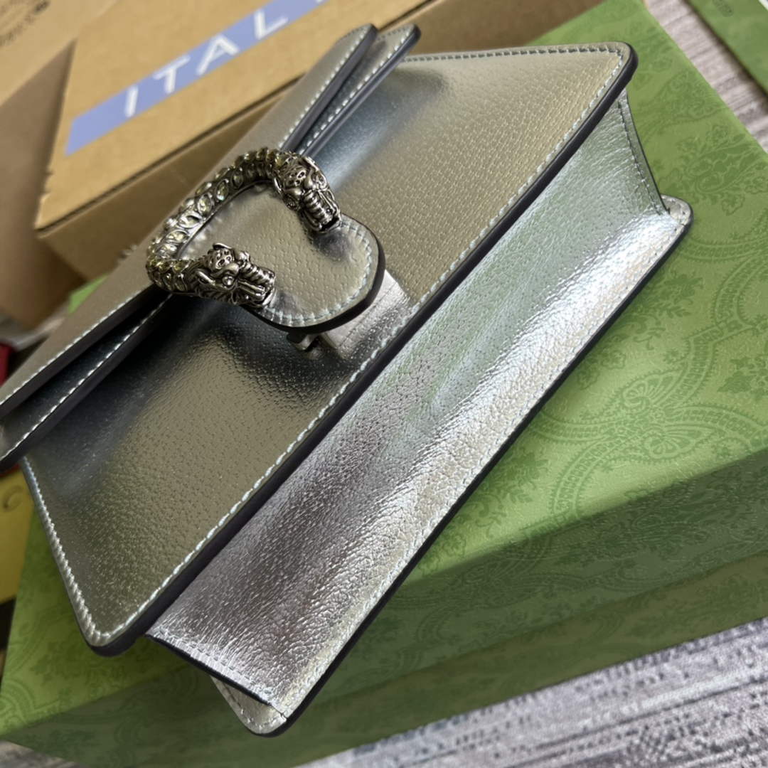 Gucci ‎‎421970 Dionysus leather mini bag silver leather