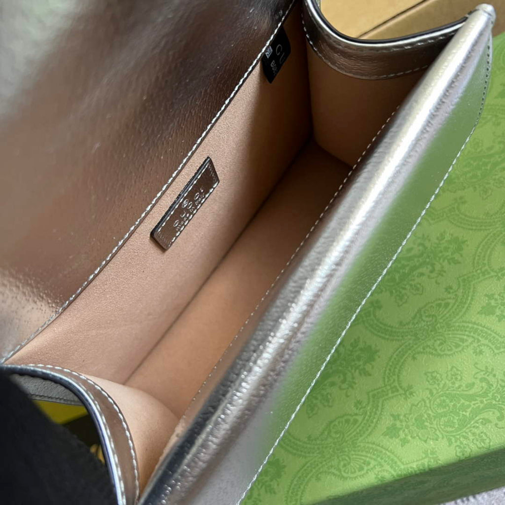 Gucci ‎‎421970 Dionysus leather mini bag silver leather