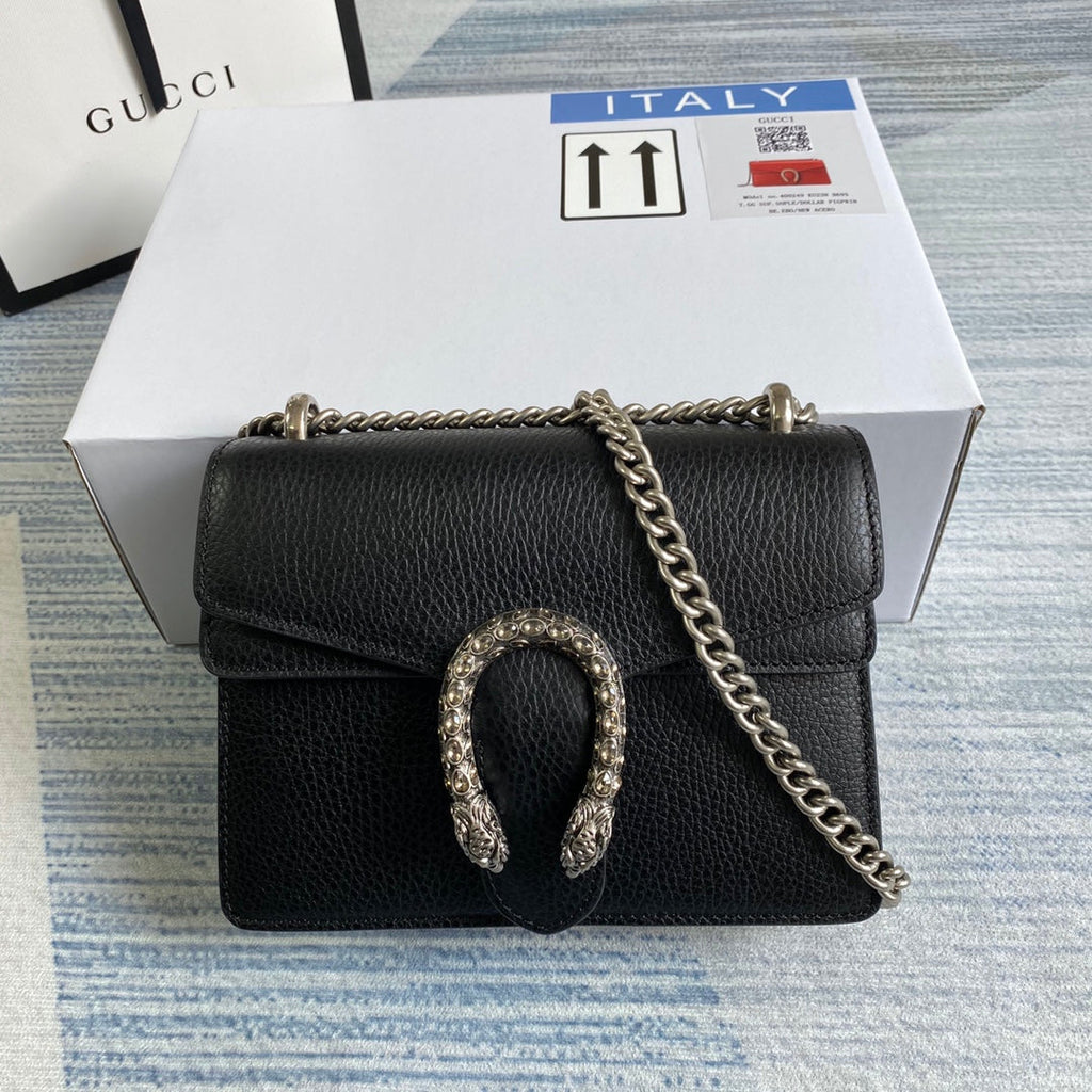 Gucci ‎‎421970 Dionysus leather mini bag black leather