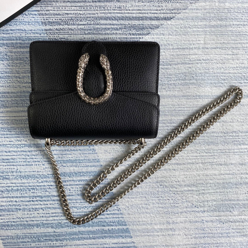 Gucci ‎‎421970 Dionysus leather mini bag black leather