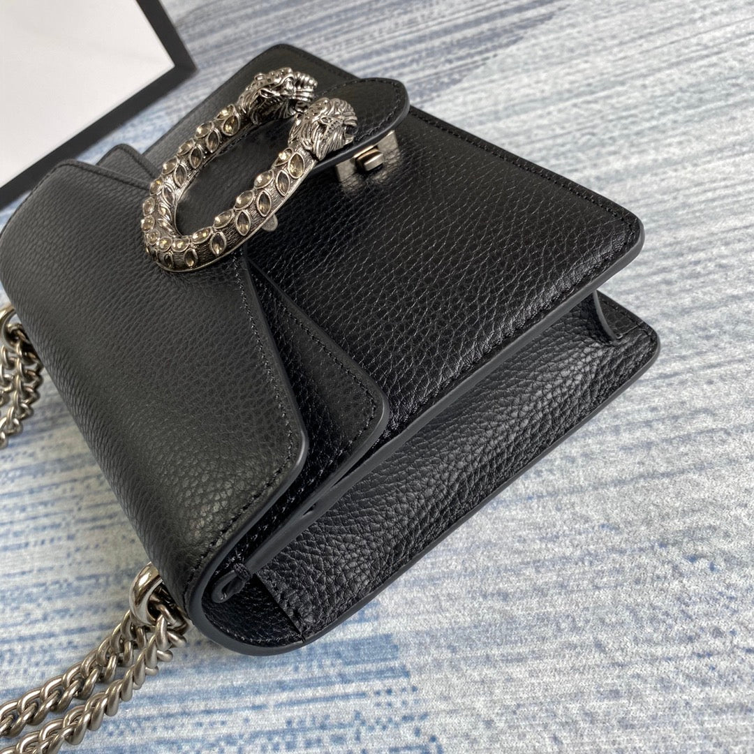 Gucci ‎‎421970 Dionysus leather mini bag black leather