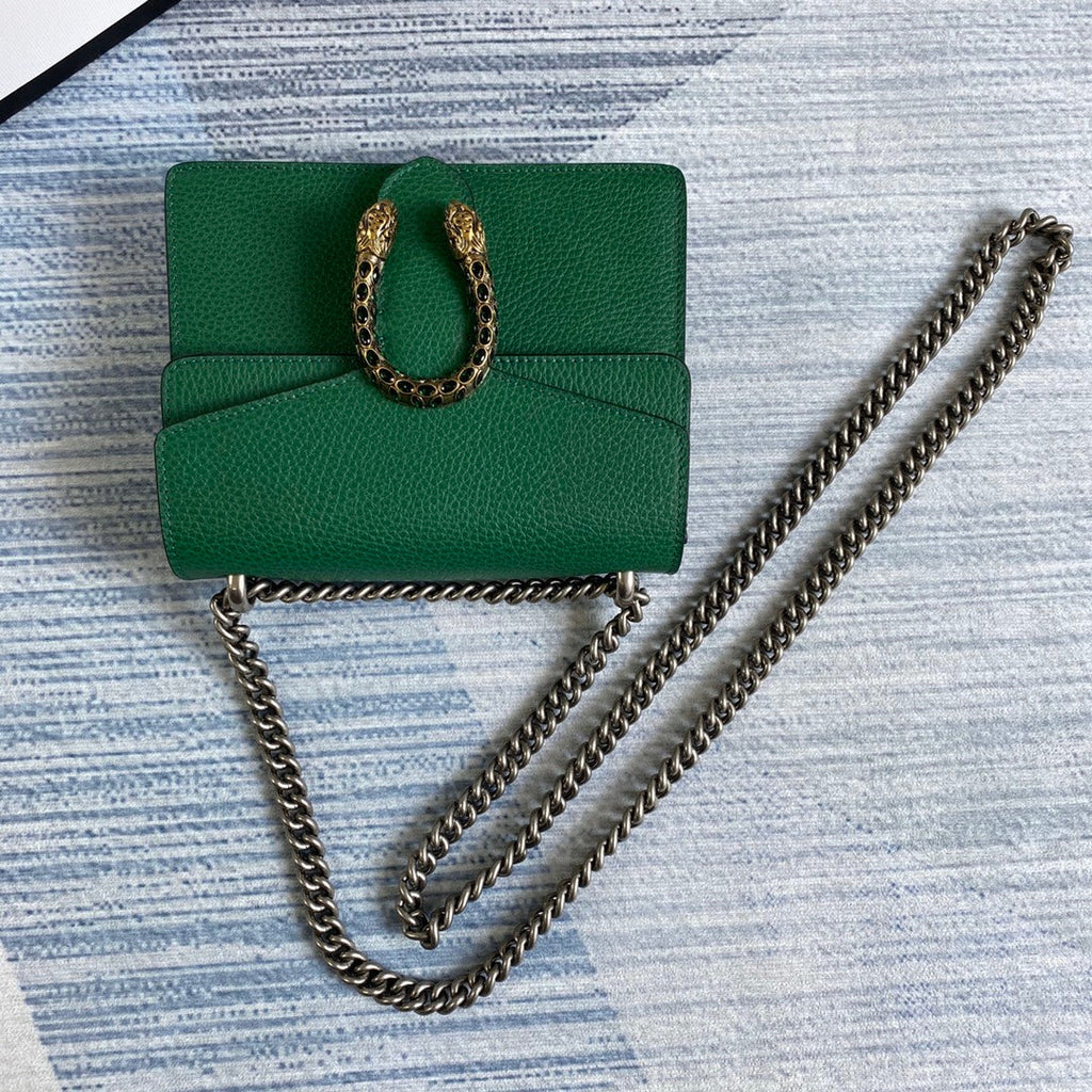 Gucci ‎‎421970 Dionysus leather mini bag green leather