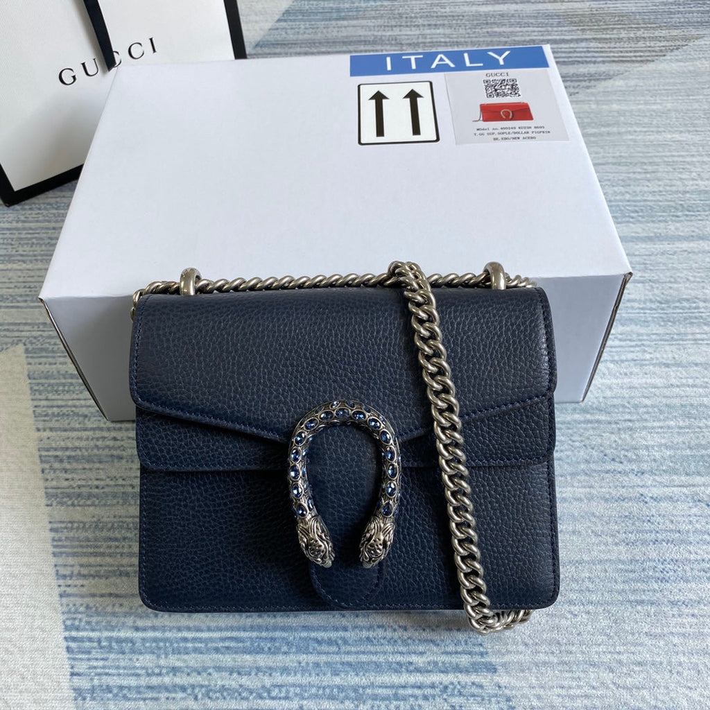 Gucci ‎‎421970 Dionysus leather mini bag navy blue leather