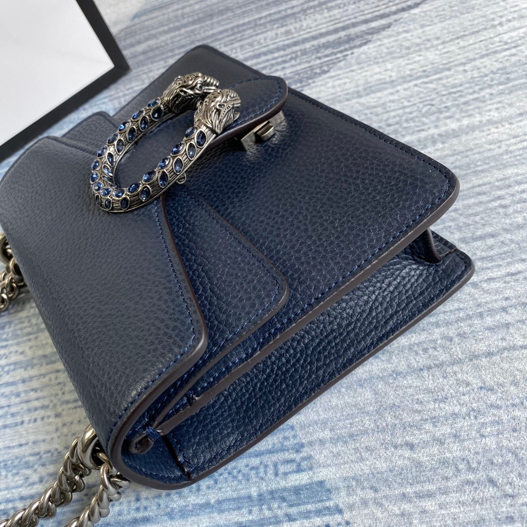 Gucci ‎‎421970 Dionysus leather mini bag navy blue leather