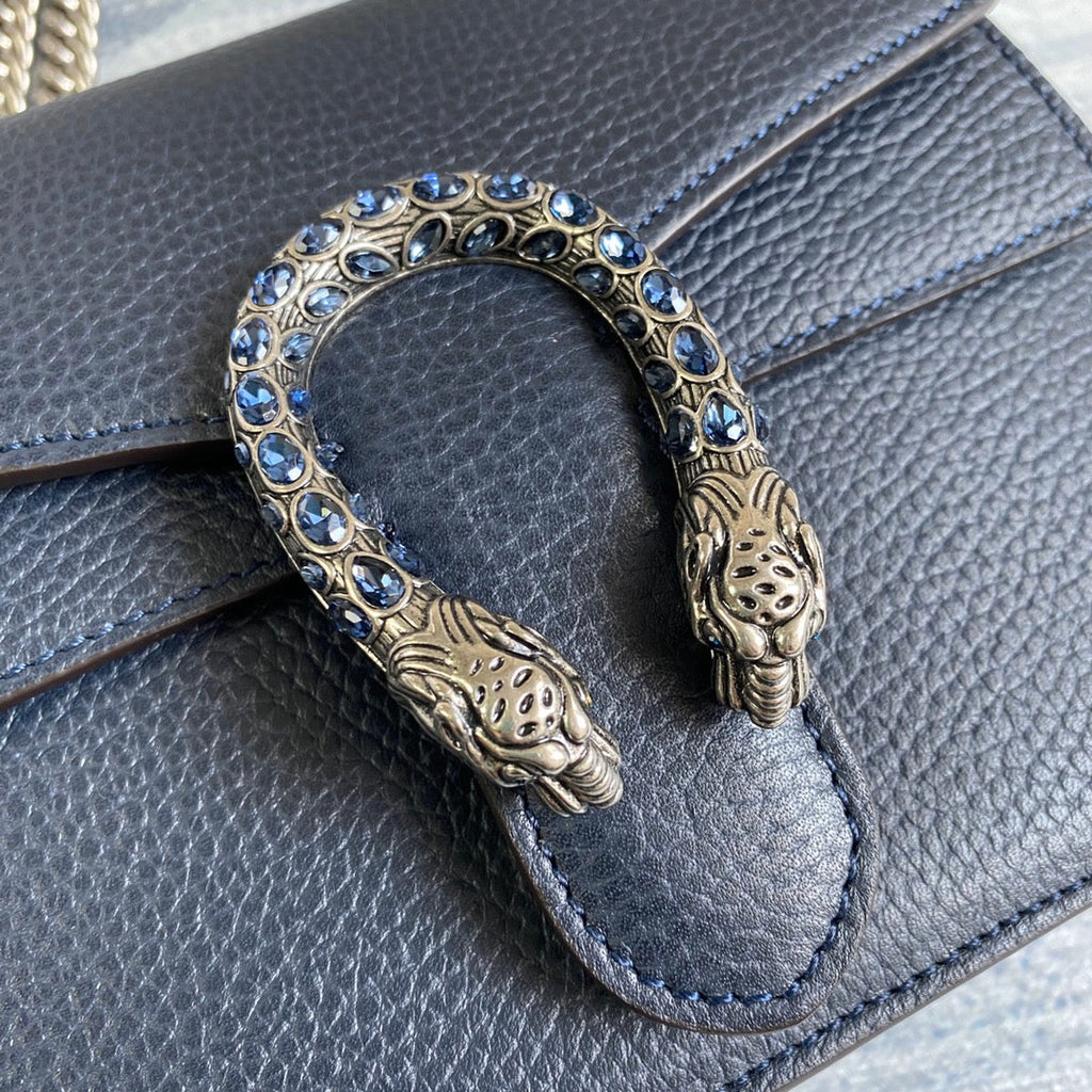 Gucci ‎‎421970 Dionysus leather mini bag navy blue leather