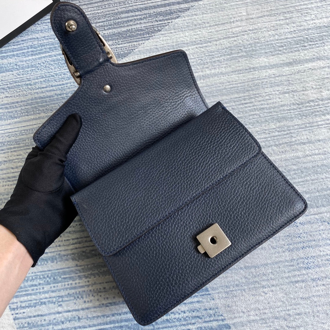 Gucci ‎‎421970 Dionysus leather mini bag navy blue leather