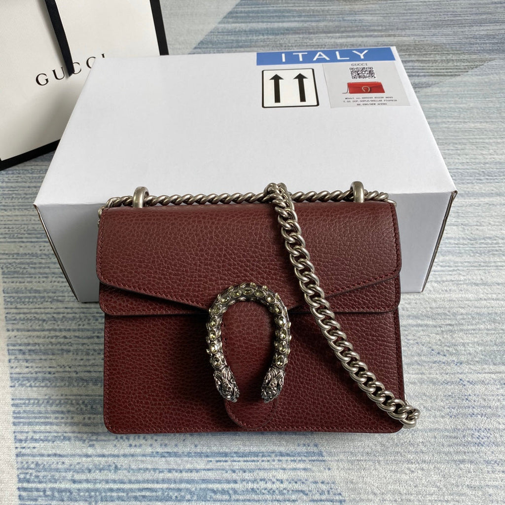 Gucci ‎‎421970 Dionysus leather mini bag wine red leather