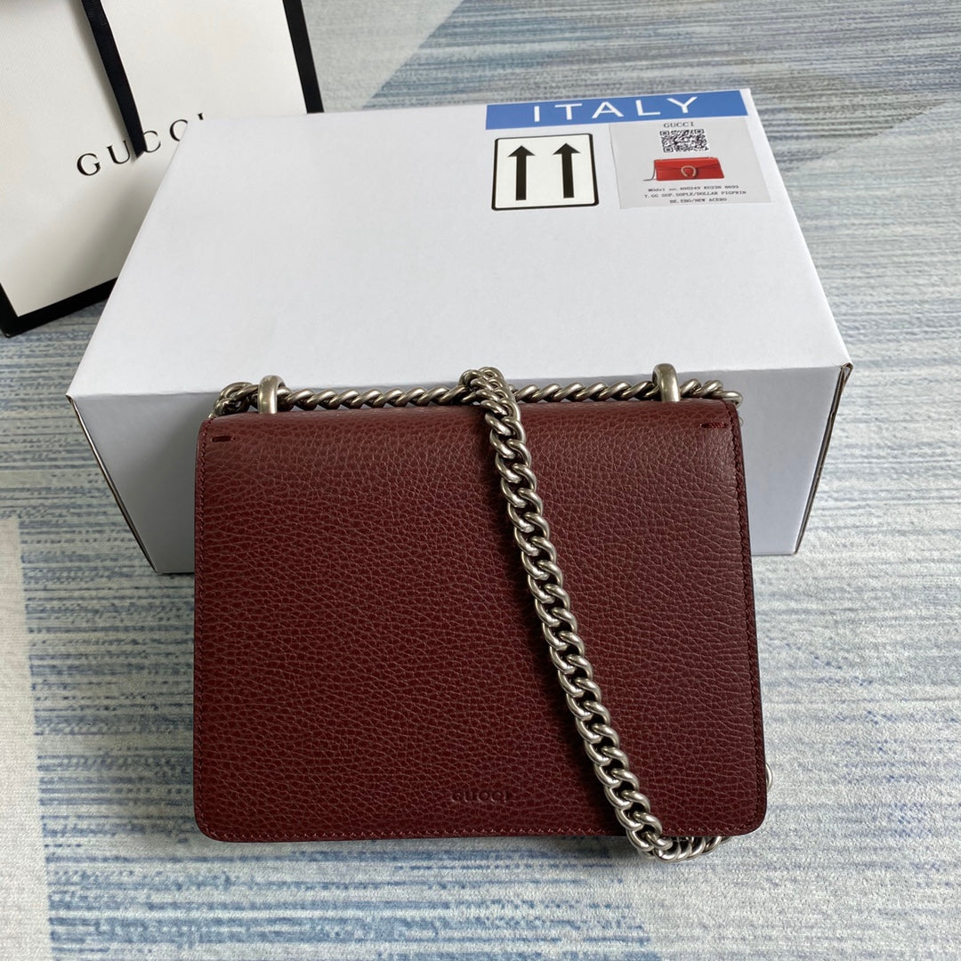 Gucci ‎‎421970 Dionysus leather mini bag wine red leather