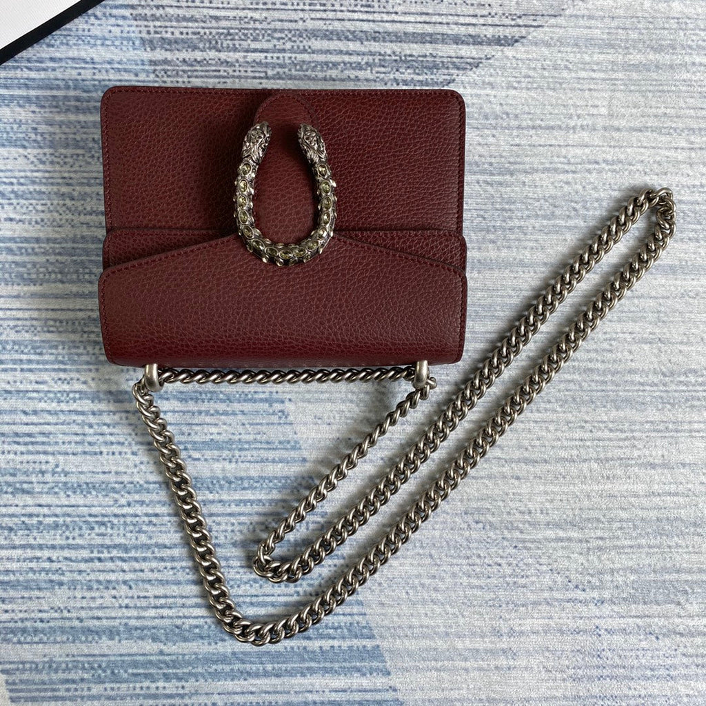Gucci ‎‎421970 Dionysus leather mini bag wine red leather