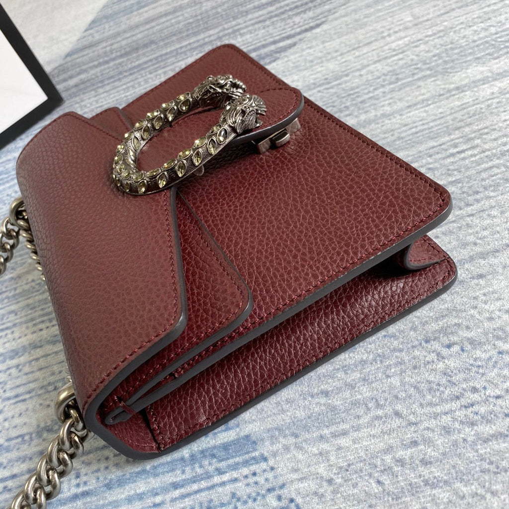 Gucci ‎‎421970 Dionysus leather mini bag wine red leather