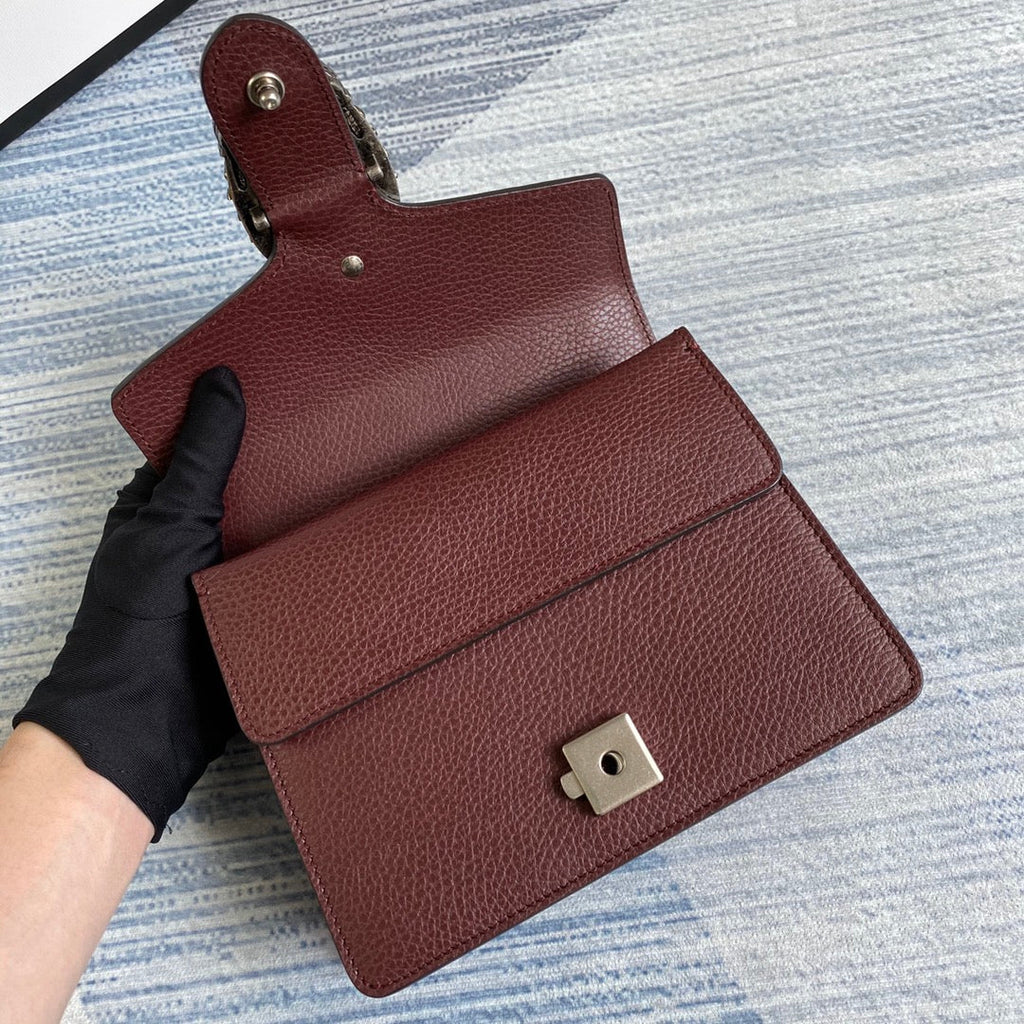 Gucci ‎‎421970 Dionysus leather mini bag wine red leather