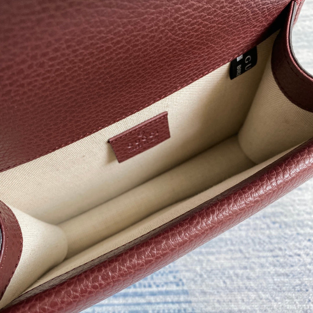 Gucci ‎‎421970 Dionysus leather mini bag wine red leather