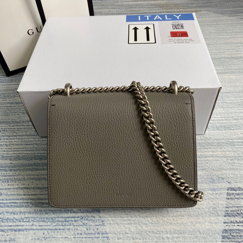 Gucci ‎‎421970 Dionysus leather mini bag gray leather
