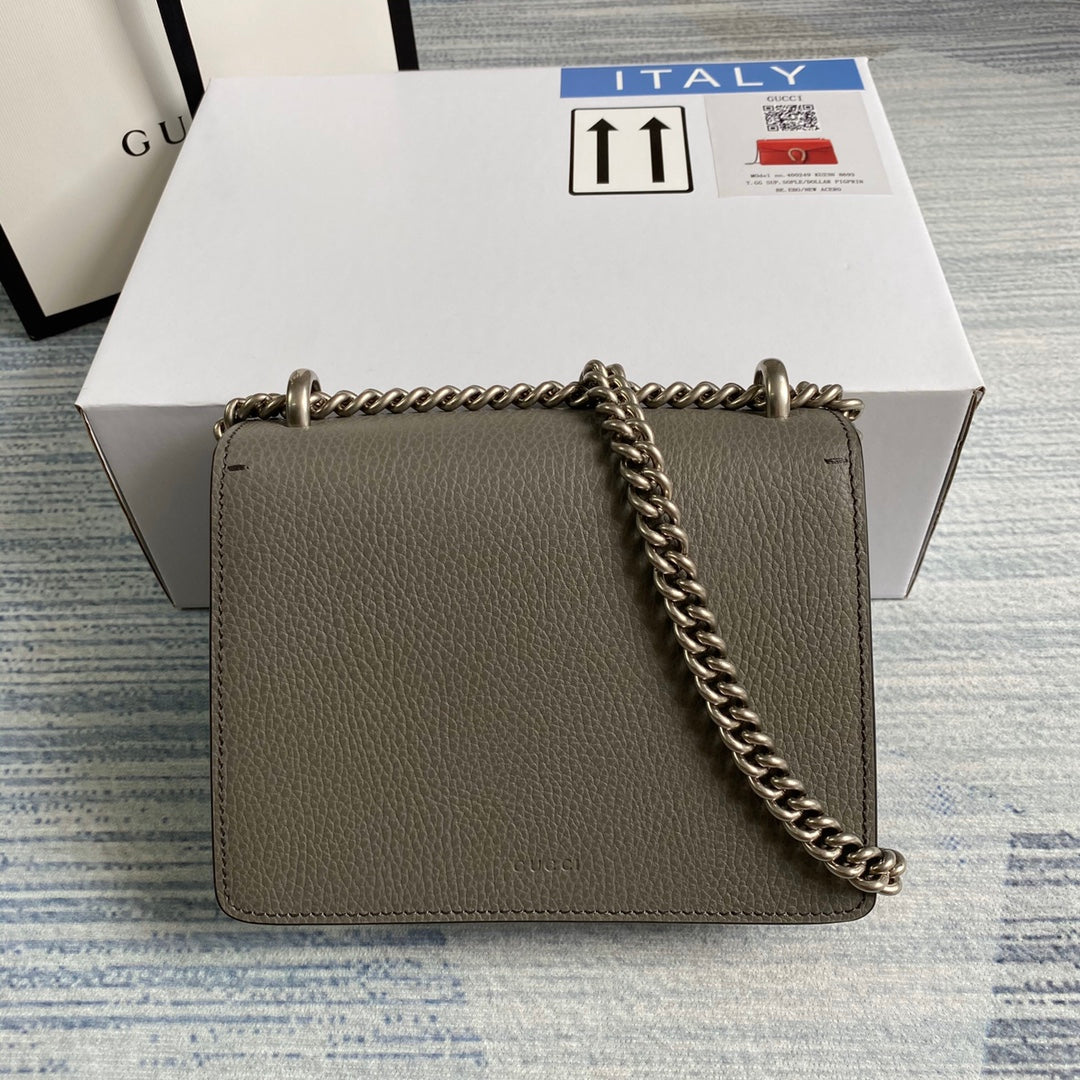 Gucci ‎‎421970 Dionysus leather mini bag gray leather