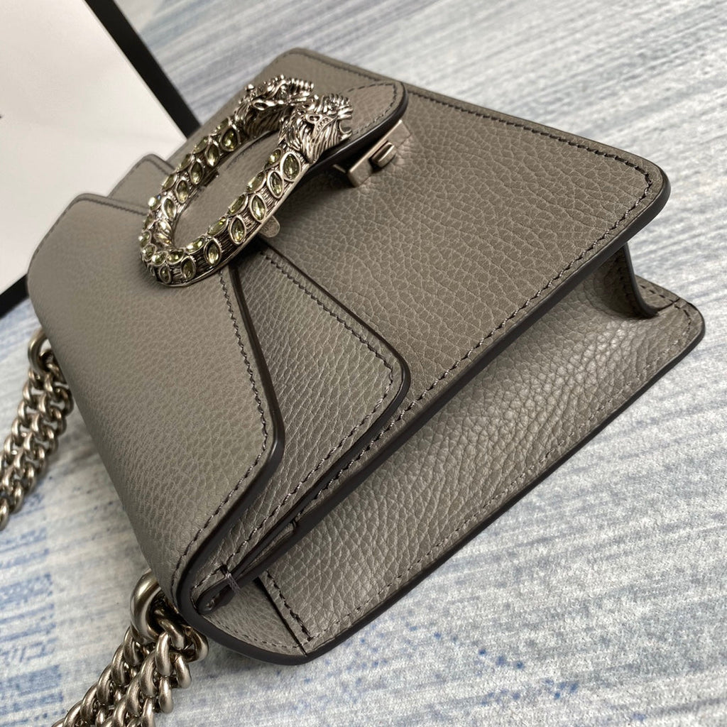 Gucci ‎‎421970 Dionysus leather mini bag gray leather