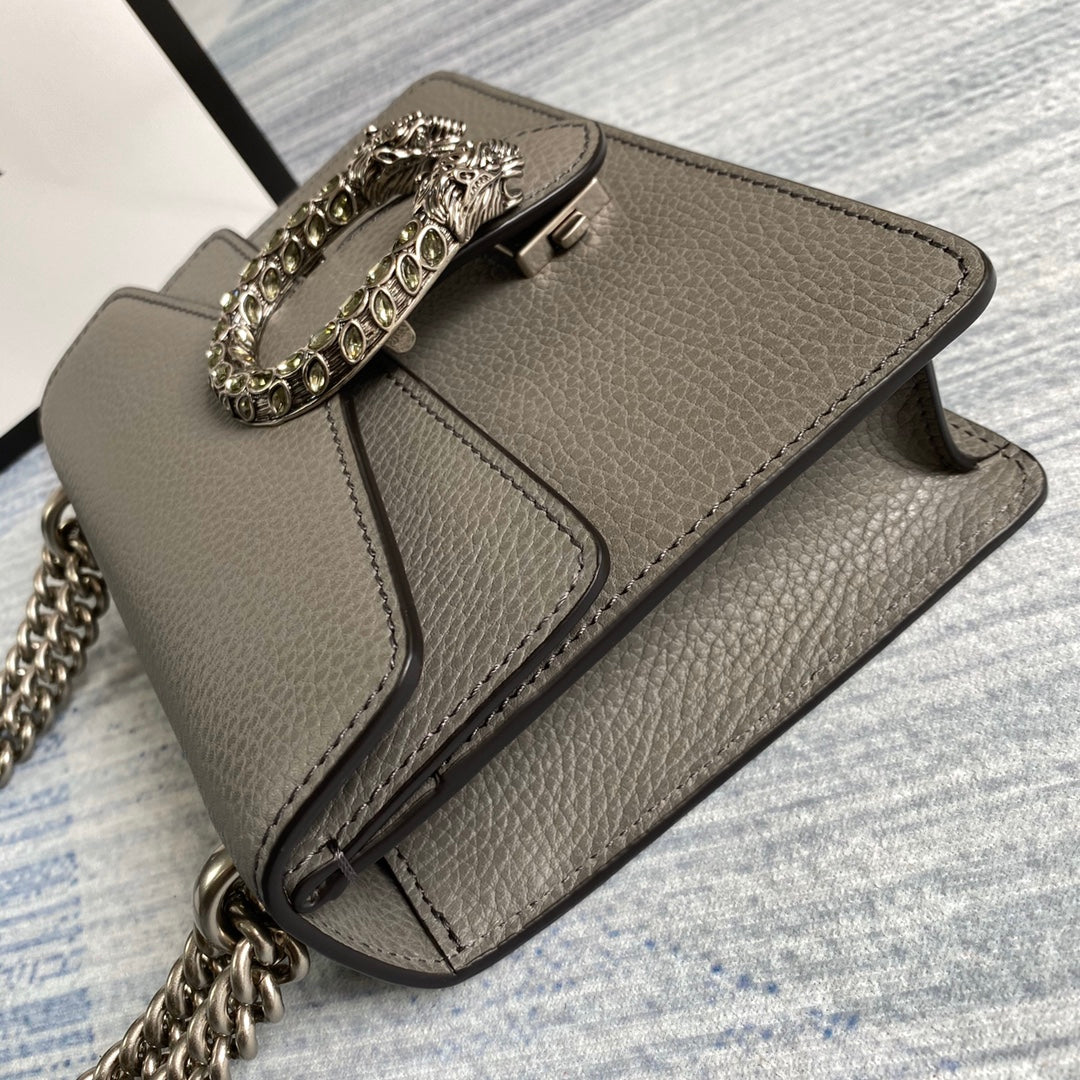 Gucci ‎‎421970 Dionysus leather mini bag gray leather