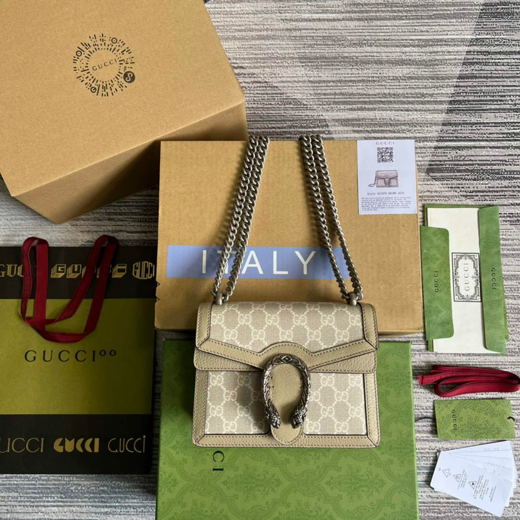 Gucci ‎‎421970 Dionysus mini bag Beige white GG Supreme canvas